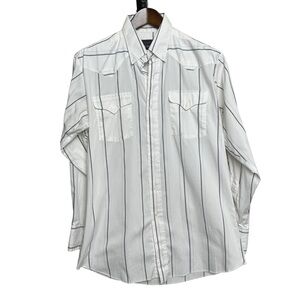 Vintage Panhandle Slim Men's 16-34 Western Striped Shirt White Cowboy